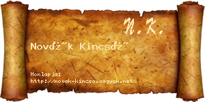 Novák Kincső névjegykártya